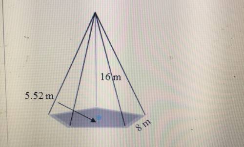 Find the volume of the regular pyramid.  A. 588.8 m^3 B. 235.52 m^3 C. 706.56 m^3 D. 1766.4 m^3