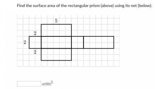 Find the surface area of the rectangular prism (above) using its net (below).