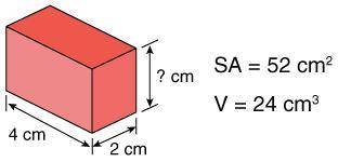 What is the volume of the eraser? 4 cm 24 cm3 52 cm2 52 cm3