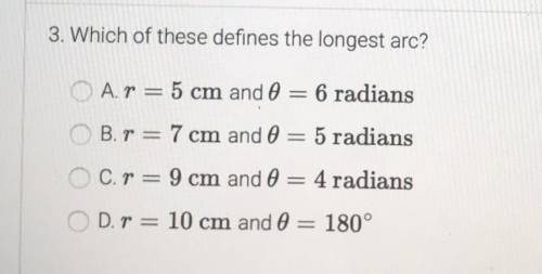 Which of these defines the longest arc?
