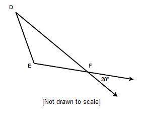 Time Remaining: 20 minutes, please help!What is the measure of Angle D F E?Triangle D F E. The exter