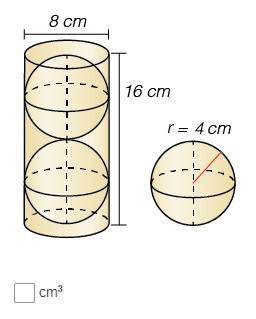 A cylindrical container of two rubber balls has a height of 16 centimeters and a diameter of 8 centi