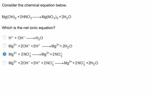 Consider the chemical equation below. Upper M g (upper O upper H) subscript 2 plus 2 upper H upper N