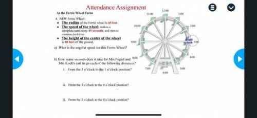 Attendance Assignment 12:00 11:00 100 10.00 As the Ferris Wheel Turns 4. NEW Ferris Wheel: The radiu