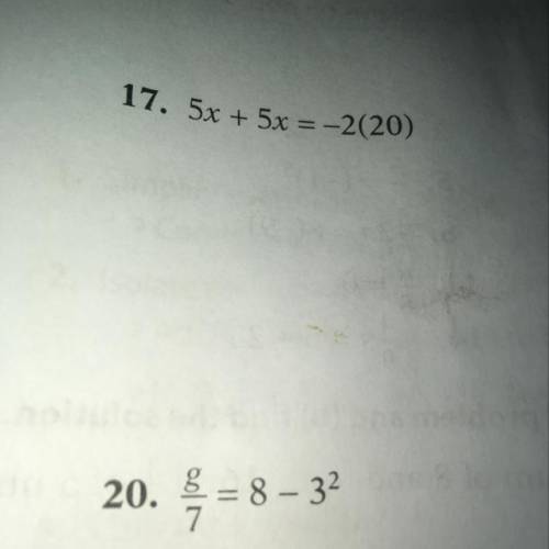 Need help for 17) and 20) Solve each equation and check. Show all work please