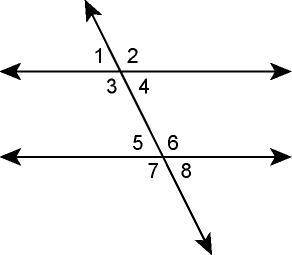 Which pair of angles are corresponding? 1 and 3 2 and 4 3 and 7 1 and 8(i think its 3 and 7 but i'm