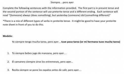 Does anybody know Spanish (2)? **Help me with these THREE short questions... 10 Points