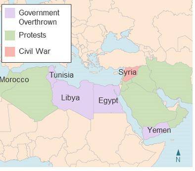 Refer to the map and use the drop-down menu to complete each statement. Regime change occurred in Tu