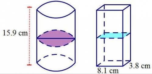 The two cross sections shown are taken parallel to their respective bases. The cross sections have t