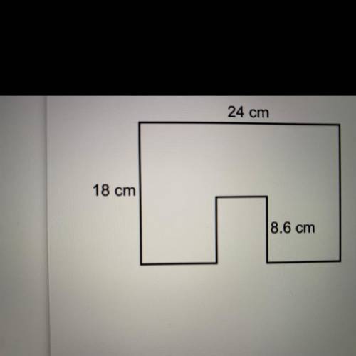 The shape below is formed from a rectangle measuring 18cm by 24cm from which a rectangle of length 8