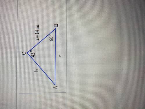 Determine the remaining sides and angles of the triangle ABC. What does A equal?