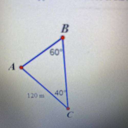What are the approximate values of the missing side lengths in the triangle below?