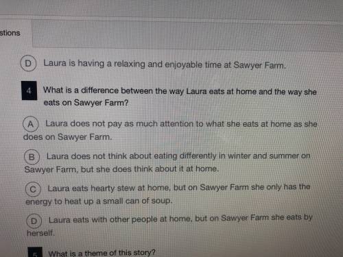What is a difference between the way Laura eats at home and the way she eats on sawyer farm