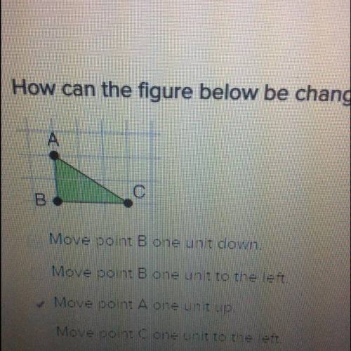 How can the figure below be changed so that it has exactly one line of symmetry? Move point B one un