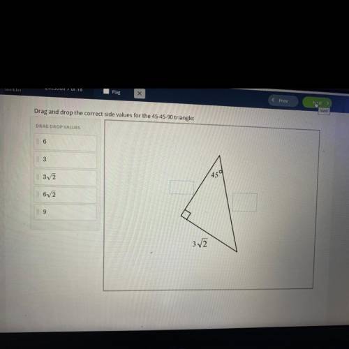 Drag and drop the correct side values for the triangle?