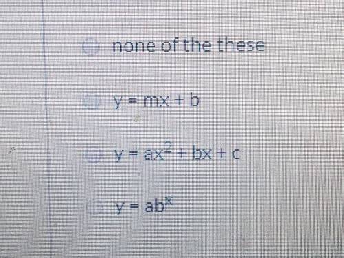 Which equation below is an exponential function? Group of answer choices