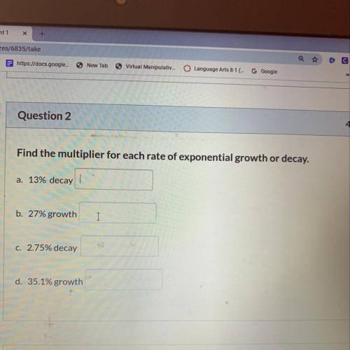 I need help finding the multiplier for these problems