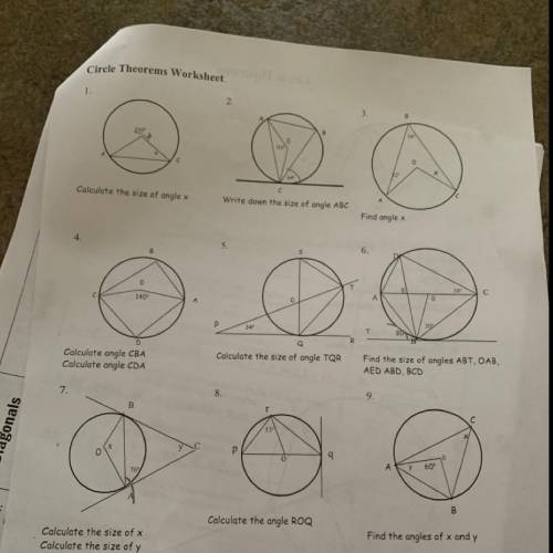 Circle theorems worksheet