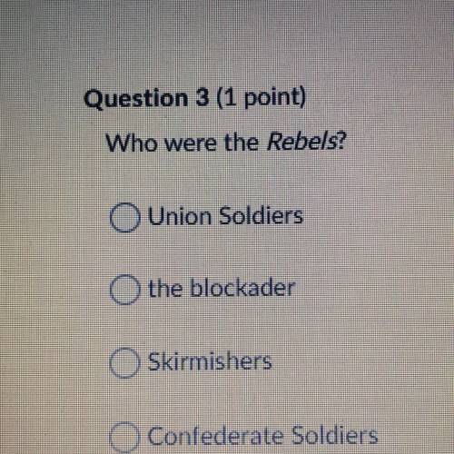 Who were the Rebels? Union Soldiers the blockader Skirmishers Confederate Soldiers