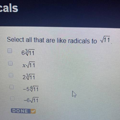 Select all that are like radicals to v11