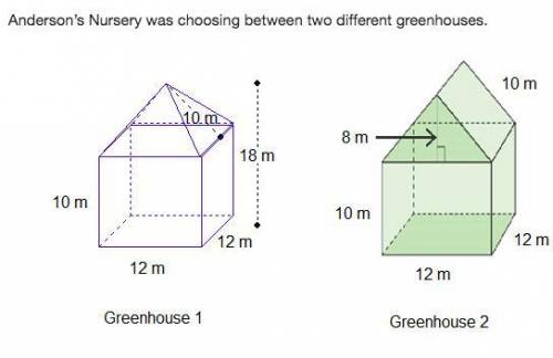 Which statements are true about the greenhouses? Select two options.The space inside greenhouse 1 ca