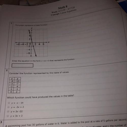 Need help with question 1 & 2. Anything is appreciated:) (8th grade math)