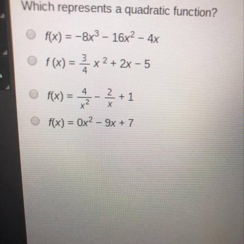 Which represents a quadratic function?? Help
