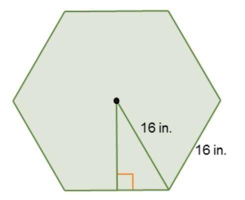 The length of the apothem of the hexagon is about _____ inches.