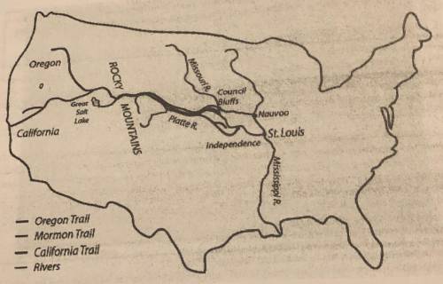 Most trails seen here were forged A) along rivers B) by John Henry C) on railroad lines D) by Lewis