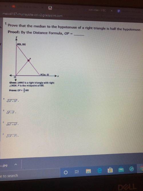 PLEASE HELP?  Prove that the median to the hypotenuse of a right triangle is half the hypotenuse. Pr