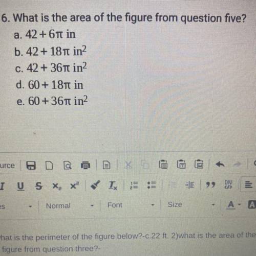 What is the area of the figure from question five?
