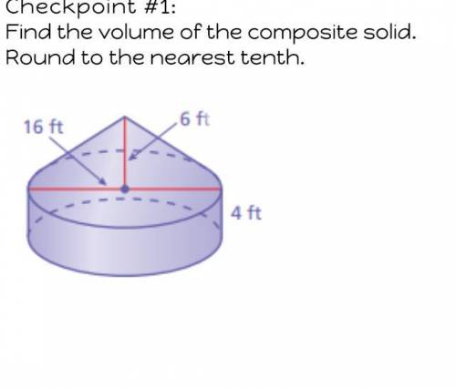 HELPPPPP: DUE IN AN HOUR  Find the volume of the composite solid. Round to the nearest tenth.