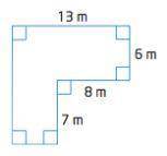 Find the area of the figure shown below and choose the appropriate result.   A 35 m2  B 78 m2  C 1
