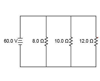 What is the current in each branch of the circuit? 8 Ω:  A 10 Ω:  A 12 Ω:  A