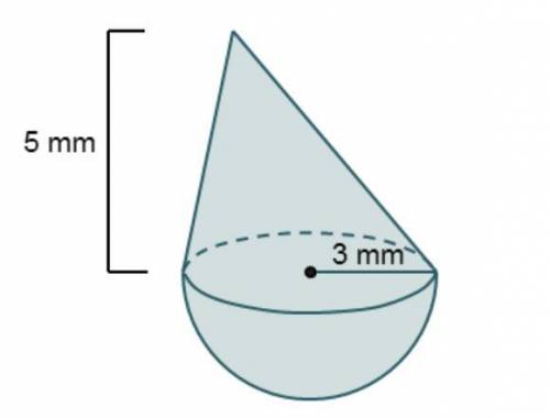 What is the volume of the composite figure? Leave the answer in terms of piHeight: 5mmRadius: 3mm