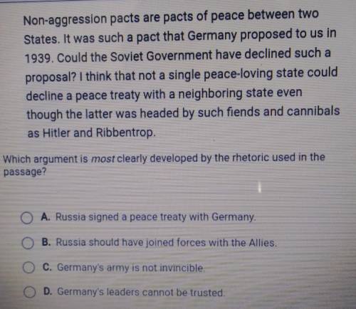 Non-aggression pacts are pacts of peace between twoStates. It was such a pact that Germany proposed