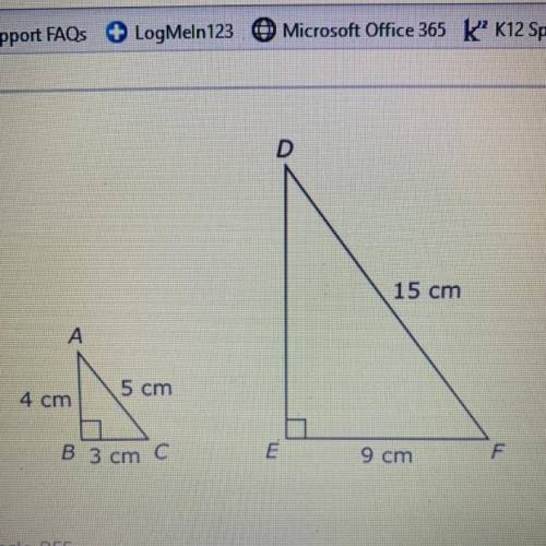 Triangle ABC is similar to triangle DEF. Which proportion can be used to find the length of DE in ce