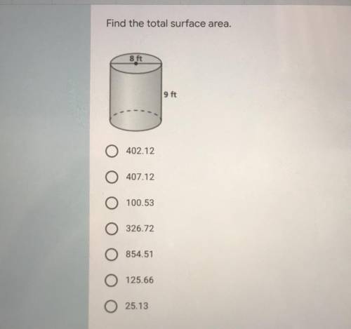 Find the total surface area. Thanks!