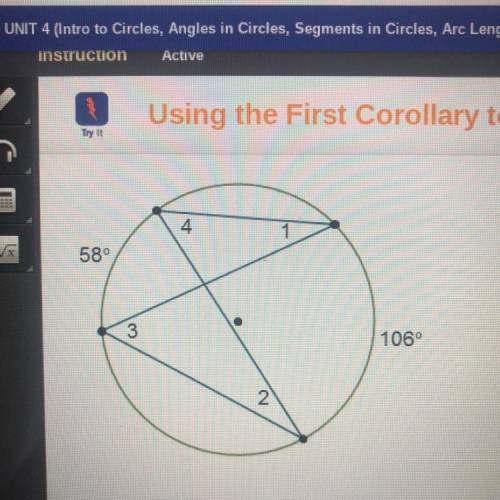 Using the First Corollary to the Inscribed Angle Theorem (edge)  Is the measure of <1 equal to th