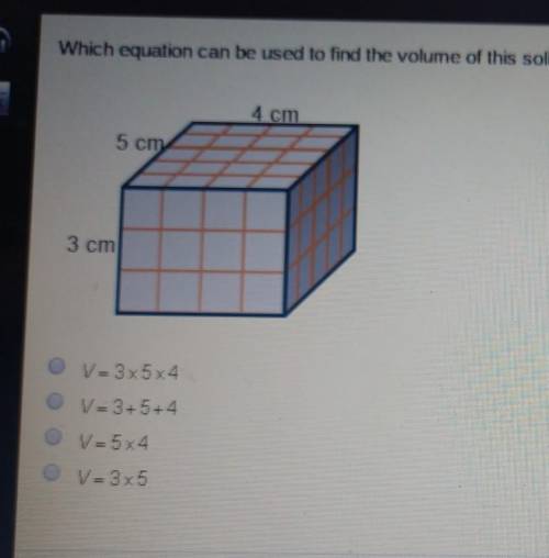 Which equation can be used to find the volume of this sold