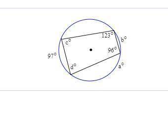 Find the value of each variable. For the circle, the dot represents the center. A =  B =  C =  D =
