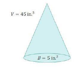 What is the height of the cone below? 3 in. 9 in. 27 in. 75 in.