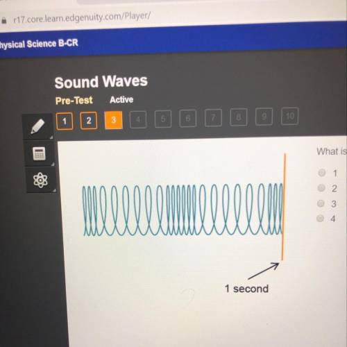 What is the frequency of this wave?  A. 1 B. 2 C. 3 D. 4