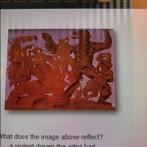 What does the image above reflect? a. a violent dream the artist had b. the artist's interpretation