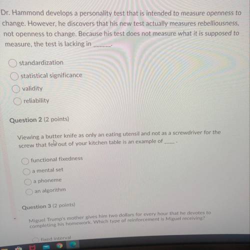 Psychology answers please ?