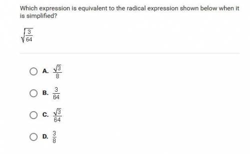 Which expressions is equivalent to the radical expression shown below when it is simplified?