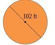 Find the area of this circle. Use 3.14 for pi. A circle has diameter 102 feet. The area of the circl