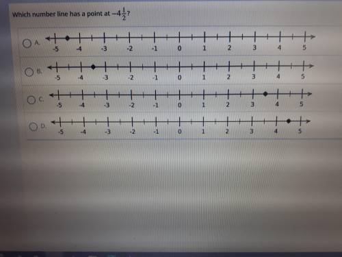 ILL GIVE YOU BRAINLIEST? Which number line has a point at -4 1/2?