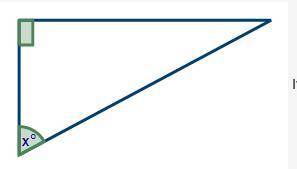 Look at the figure: An image of a right triangle is shown with an angle labeled x. If tan x° = 6 div