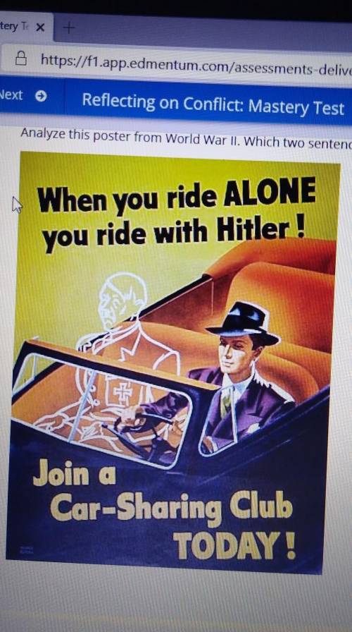 Analyze This poster from World War II which two sentences capture the message of the poster - by rid